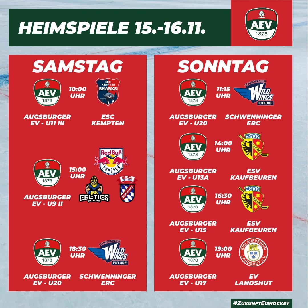 Die kommenden Heimspiele des AEV im Curt-Frenzel-Stadion. #NurDerAEV #ZukunftEishockey