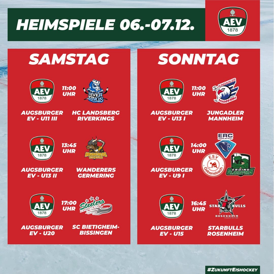 Die kommenden Heimspiele des AEV im Curt-Frenzel-Stadion. #NurDerAEV #ZukunftEishockey
