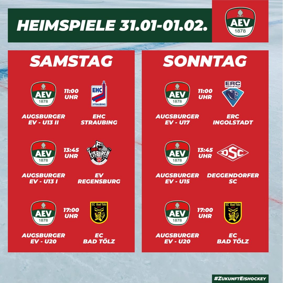 Die kommenden Heimspiele des AEV im Curt-Frenzel-Stadion. #NurDerAEV #ZukunftEishockey