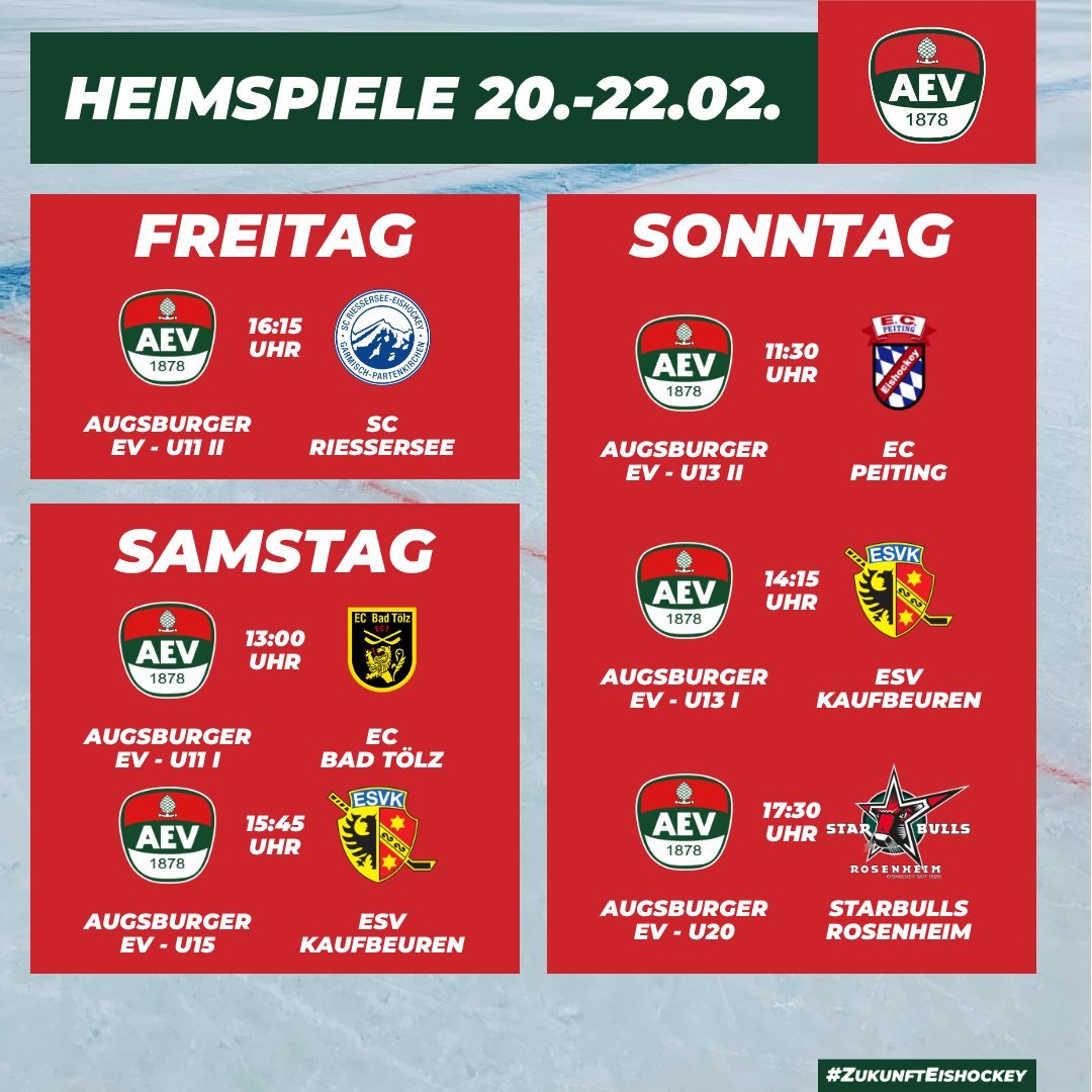 Die kommenden Heimspiele des AEV im Curt-Frenzel-Stadion. #NurDerAEV #ZukunftEishockey