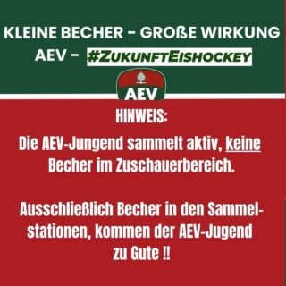 Hinweis:
Wir möchten euch darauf hinweisen, dass die AEV Jugend, bei den Heimspielen der @aevpanther, auf keinen Fall im Zuschauerbereich, aktiv Fans ansprechen und Becher sammeln!
Ausschließlich abgegebene Becher in den Sammelstationen im #CFS, kommen dem Nachwuchs zu Gute.
#ZukunftEishockey #AEVNachwuchs #AEV #Heimspiel