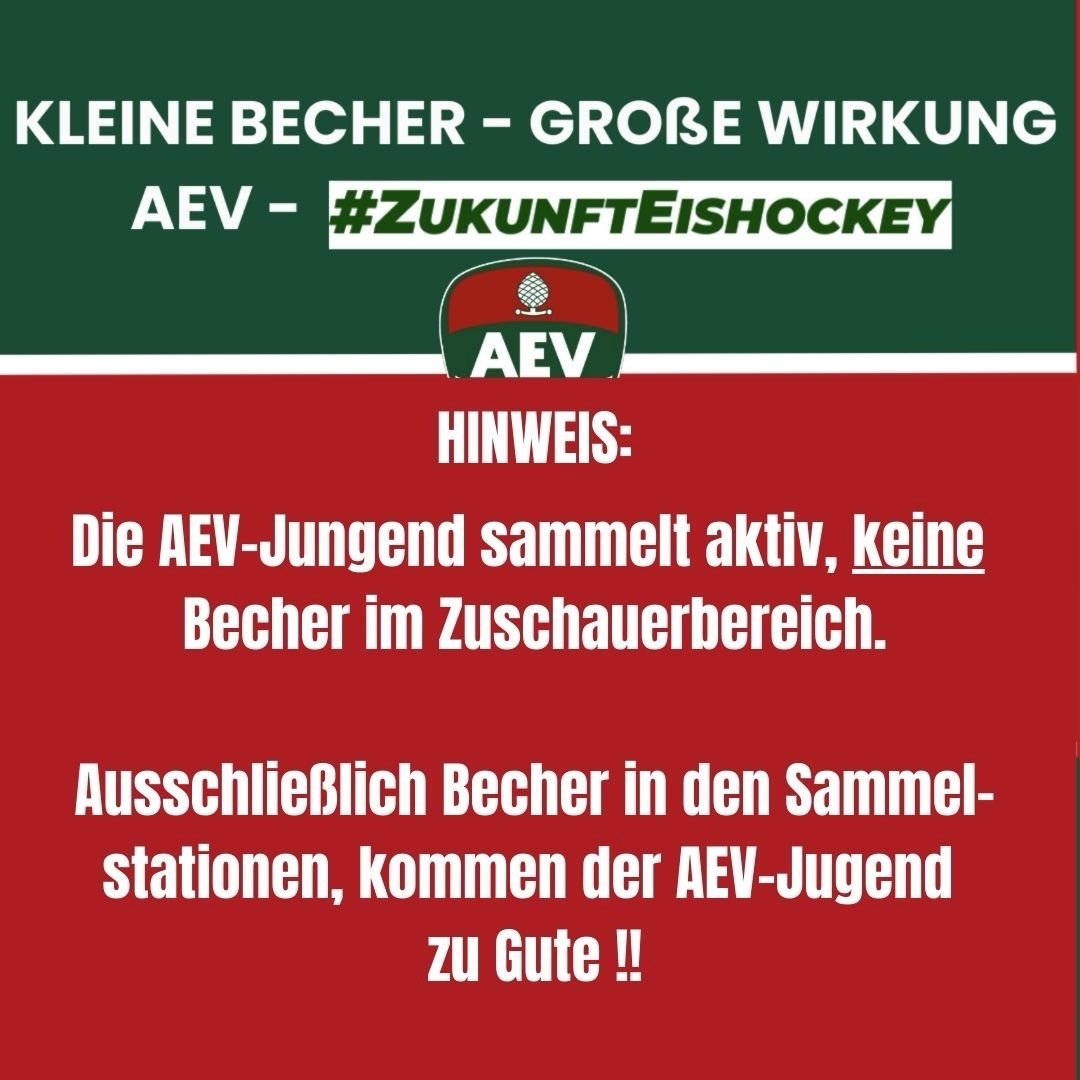 Hinweis:
Wir möchten euch darauf hinweisen, dass die AEV Jugend, bei den Heimspielen der @aevpanther, auf keinen Fall im Zuschauerbereich, aktiv Fans ansprechen und Becher sammeln!
Ausschließlich abgegebene Becher in den Sammelstationen im #CFS, kommen dem Nachwuchs zu Gute.
#ZukunftEishockey #AEVNachwuchs #AEV #Heimspiel