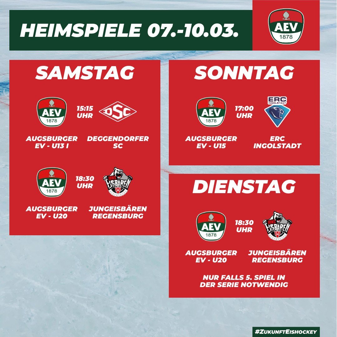 Die kommenden Heimspiele des AEV im Curt-Frenzel-Stadion. #NurDerAEV #ZukunftEishockey