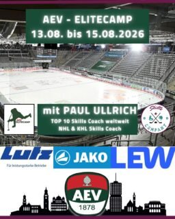 🏒 AEV ELITE CAMP 2026 – Sei dabei!

Du willst perfekt in die Saison 2026/27 starten? Dann sichere dir deinen Platz beim AEV ELITE CAMP 2026 vom 13.–15. August im Curt-Frenzel-Stadion! 🔥

Mit Paul Ullrich, einem der weltweit führenden Skills Coaches und Trainer von NHL-Spieler wie Tim Stützle oder Michael Raffl, erwartet dich Eishockey-Training auf Top-Niveau.

✅ Intensives Skill- & Techniktraining
✅ Top-Coaching mit Paul Ullrich & Top AEV-Trainern
✅ Jahrgänge 2016–2014 und 2013–2012
✅ Perfekte Vorbereitung auf die neue Saison

⚠️ Die Teilnehmerzahl ist begrenzt!

👉 Alle Infos und Anmeldung auf unserer Homepage – Link in der Bio

#AEV #SkillzCompany #eishockey #cfs #augsburg