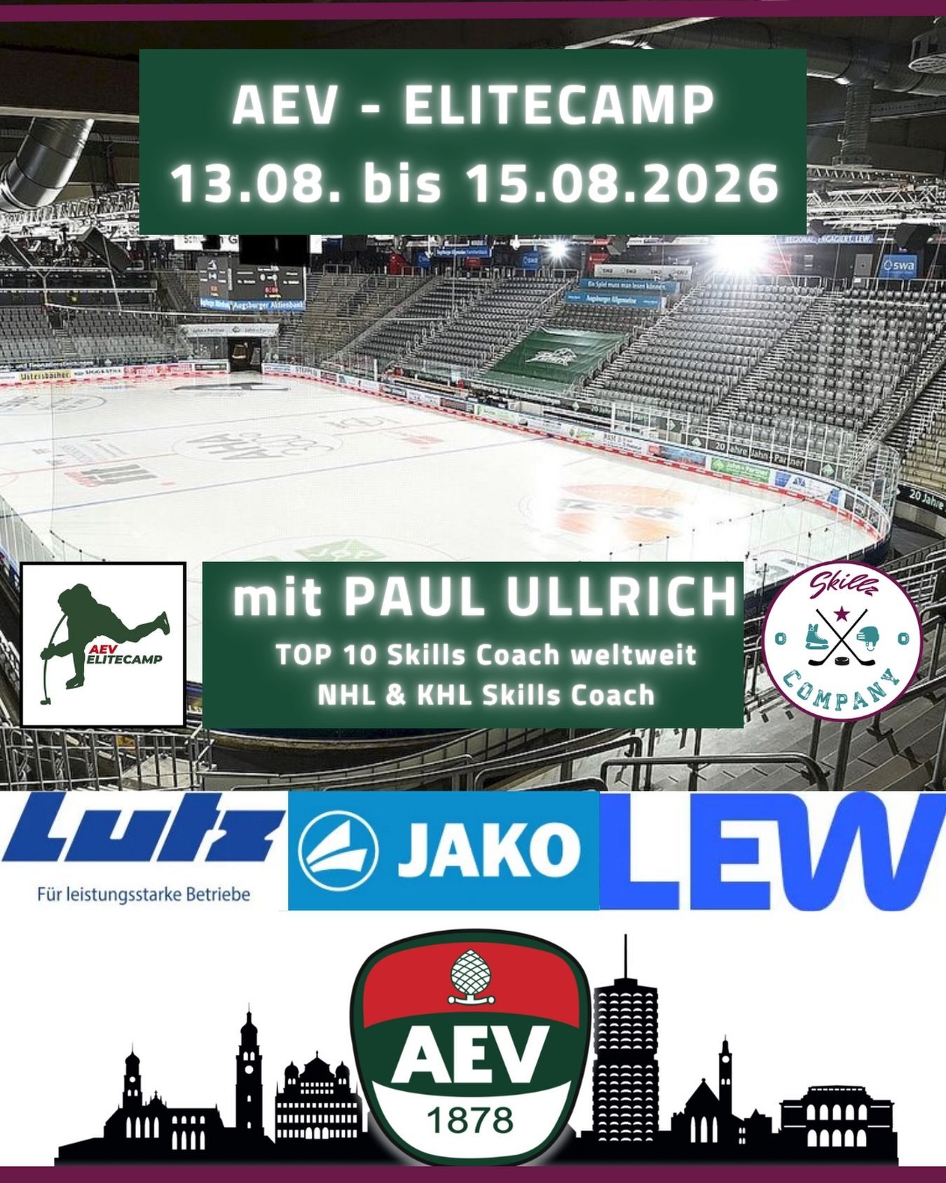 🏒 AEV ELITE CAMP 2026 – Sei dabei!

Du willst perfekt in die Saison 2026/27 starten? Dann sichere dir deinen Platz beim AEV ELITE CAMP 2026 vom 13.–15. August im Curt-Frenzel-Stadion! 🔥

Mit Paul Ullrich, einem der weltweit führenden Skills Coaches und Trainer von NHL-Spieler wie Tim Stützle oder Michael Raffl, erwartet dich Eishockey-Training auf Top-Niveau.

✅ Intensives Skill- & Techniktraining
✅ Top-Coaching mit Paul Ullrich & Top AEV-Trainern
✅ Jahrgänge 2016–2014 und 2013–2012
✅ Perfekte Vorbereitung auf die neue Saison

⚠️ Die Teilnehmerzahl ist begrenzt!

👉 Alle Infos und Anmeldung auf unserer Homepage – Link in der Bio

#AEV #SkillzCompany #eishockey #cfs #augsburg