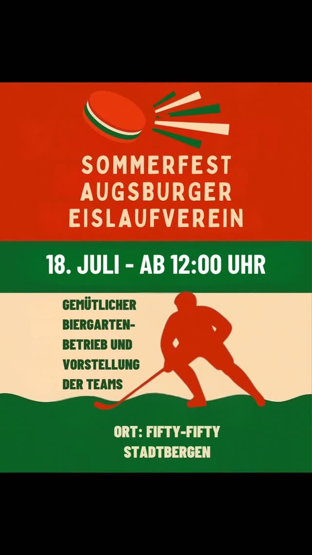 ☀️ AEV-SOMMERFEST 2026 🏒
Merkt euch den Termin: 18. Juli 2026! 📅
Nach dem großartigen Sommerfest im letzten Jahr freuen wir uns schon jetzt auf einen gemeinsamen Tag mit der gesamten AEV-Familie. ❤️💚🤍
Was euch erwartet? Das verraten wir noch nicht komplett. 😉 Eines ist sicher: Es lohnt sich dabei zu sein!
👉 Alle Informationen findet ihr auf unserer Homepage:
🌐 www.augsburger-ev.de
oder direkt über den Link in unserer Bio.