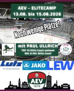 Finaler Anmeldeschluss: 23.07.26❗️
Ein paar Restplätze gibt es noch. Deine letzte Chance dabei zu sein…💪🏻

Pure Erfahrung - Top Coaches on Ice:
Neben Paul natürlich, sind die AEV Coaches 
- Marc Vorderbrüggen DNL Head Coach
- Thomas Holzmann (ehem. DEL-/Panther Profi 
  und sportlicher Leiter AEV Leistungsbereich)
- T.J. Trevelyan (Panther Profi Legende)

mit und für euch auf dem Eis im Einsatz.
Alle Infos und Anmeldung findet ihr auf unserer Homepage >>Link in der Bio.

Wir freuen uns auf Euch!

#ZukunftEishockey #Eishockey #AEV #icehockey #augsburg