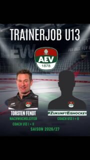 🏒 U13-Trainer/in gesucht!

Richard Künnemann hat sich kurzfristig entschieden eine neue Herausforderung als Trainer anzunehmen
und wird den AEV verlassen. Wir danken „Richi“ für seinen Einsatz bei uns und wünschen ihm für seine
private sowie berufliche Zukunft, alles Gute.

Deshalb suchen wir für die neue Saison 26/27 eine/n Trainer/in für unsere U13-Mannschaft.

✅ Aktuelle Trainerlizenz
✅ Erfahrung im Nachwuchsbereich von Vorteil
✅ Teilzeitbeschäftigung

Lust auf einen Tapetenwechsel?

Dann findest du weitere Infos zur Kontaktaufnahme und die Aufgaben auf unserer Homepage >> Link in der Bio

#Trainer #Augsburg #AEV #Job #Nachwuchs