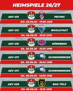 Die kommenden Heimspiele des AEV im Curt-Frenzel-Stadion. #NurDerAEV #ZukunftEishockey