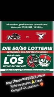 Wir drücken allen Teilnehmenden die Daumen. ✊🏻✊🏻
….

#ZukunftEishockey #NurDerAEV #AEV5050Lotterie #Augsburg #aevpanther