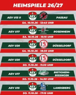 Die kommenden Heim- und Auswärtsspiele des AEV. #NurDerAEV #ZukunftEishockey