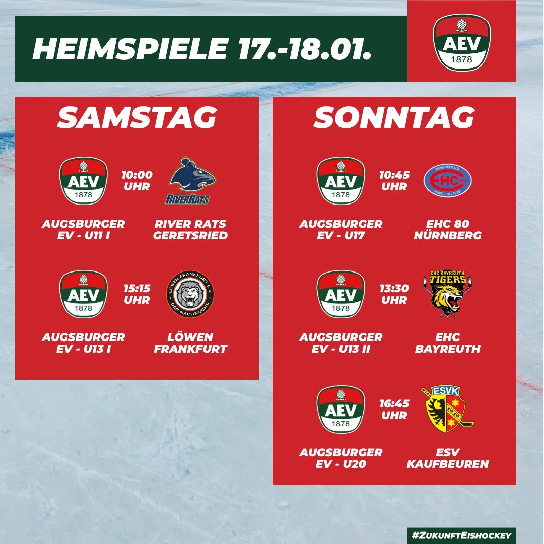 Die kommenden Heimspiele des AEV im Curt-Frenzel-Stadion. #NurDerAEV #ZukunftEishockey